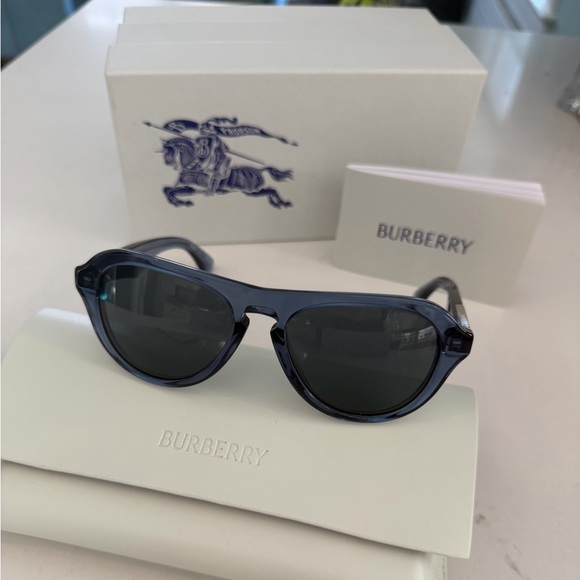 Burberry Aviator-Style Unisex Sunglasses w/Blue Transparent Frame 55mm ~ NWT main image 10